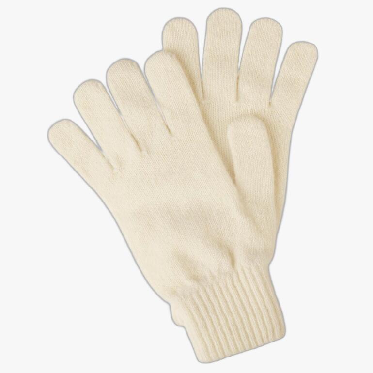 Naturfarbene Lammwollhandschuhe für Herren mit normalem Schnitt.