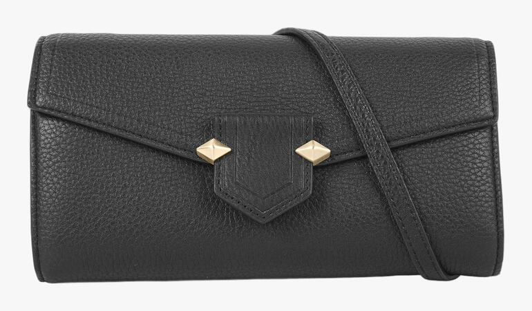 Frontansicht der Pourchet Paris 3-in-1-Bag mit goldenen Details.