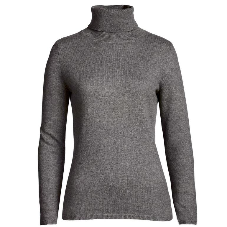 Grauer Rollkragenpullover aus Kaschmir in Größe 36.