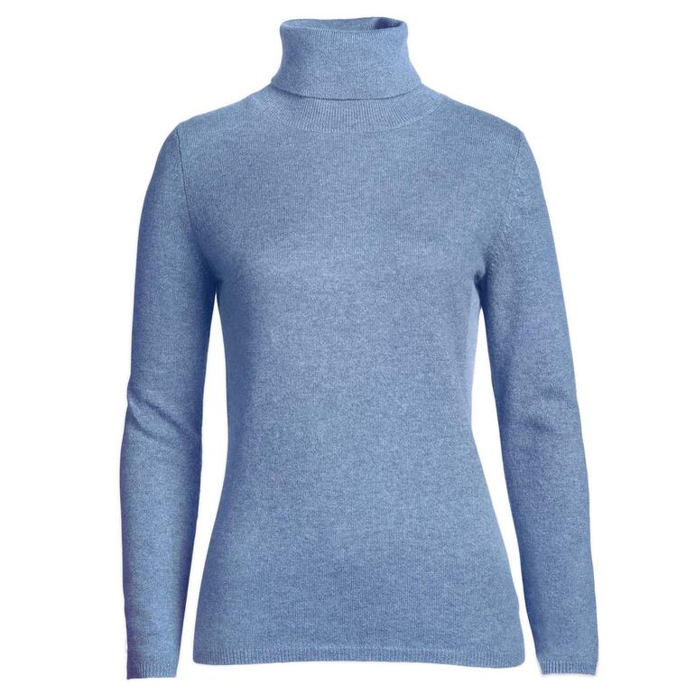 Hellblauer Rollkragenpullover aus Kaschmir in Größe 36.