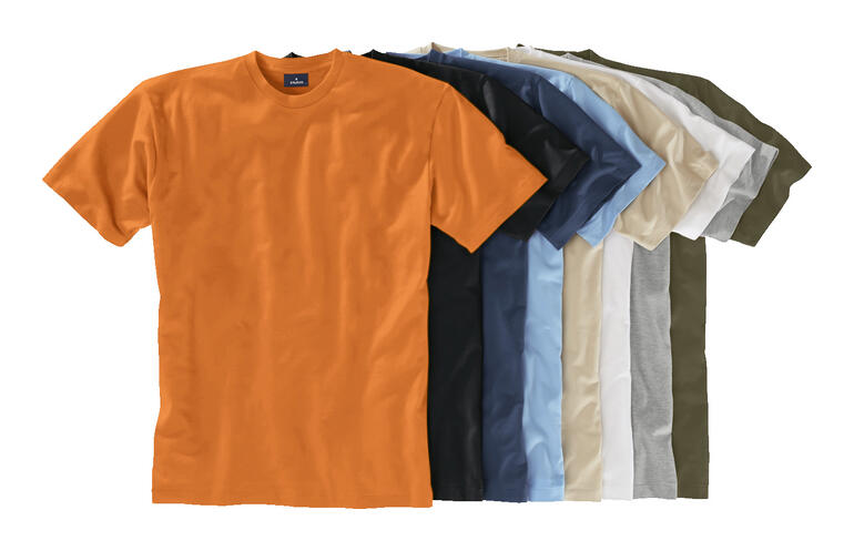 Orange Ragman T-Shirt in Größe 44, liegend auf einem weißen Hintergrund.