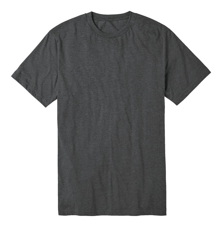 Anthrazit-meliertes T-Shirt auf einem weißen Hintergrund.