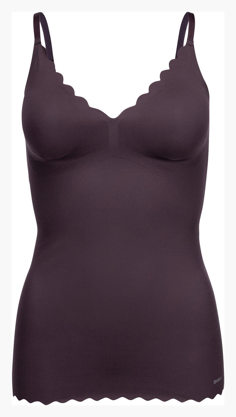 Lila BH-Top mit V-Ausschnitt und breiten Trägern.