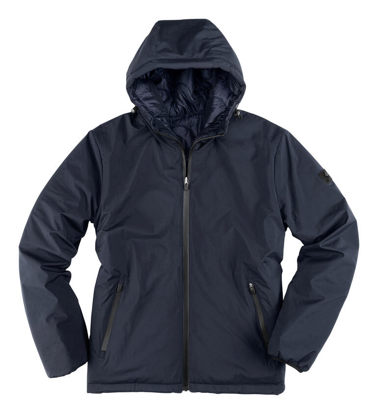 Softshell-Wendejacke Softshell-Wendejacke in dunkler Farbe, mit Kapuze und Reißverschluss.