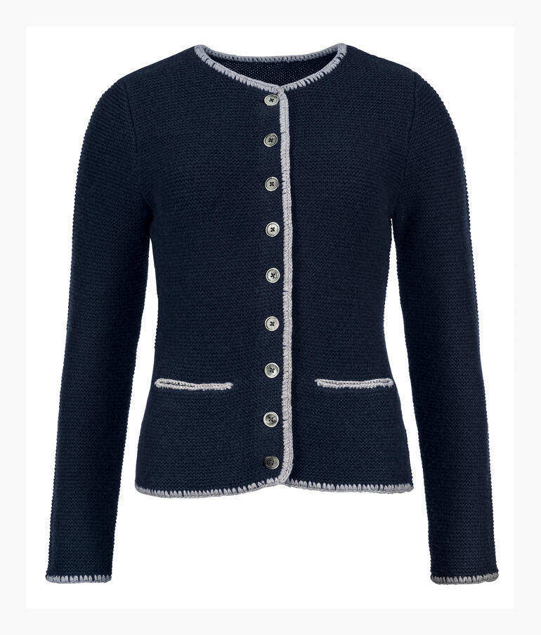 Dunkelblauer Kaschmir-Janker mit Knöpfen vorne