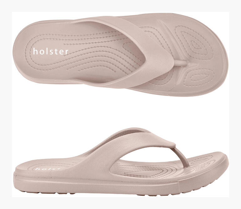 Holster® Zehentrenner in Beige auf hellem Hintergrund