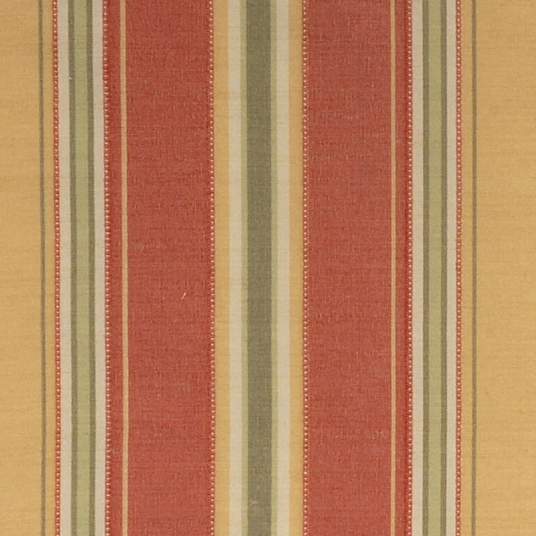 Streifenstoff in rot, grün und beige.