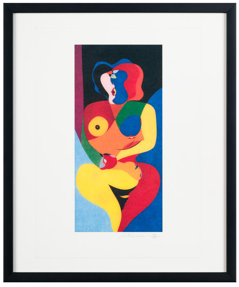 Bunte moderne Kunst von R.O. Schabbach, Darstellung von Figuren.