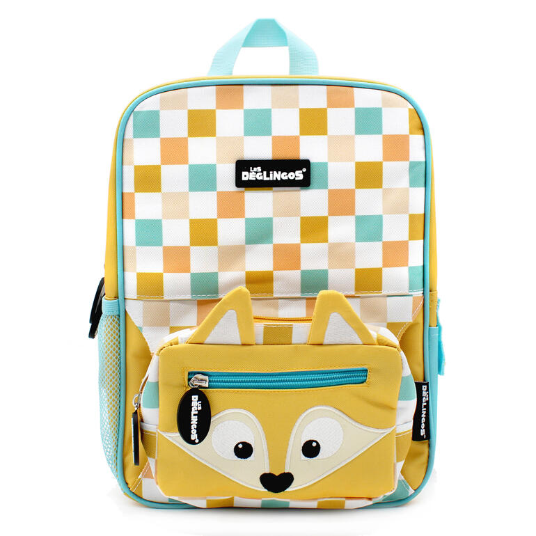 Bunter 2-in-1 Kinderrucksack mit Bauchtasche, tierisch designt.