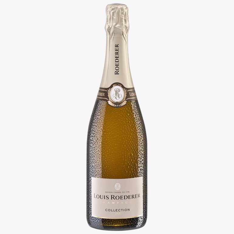 Flasche Champagne mit detailliertem Etikett.